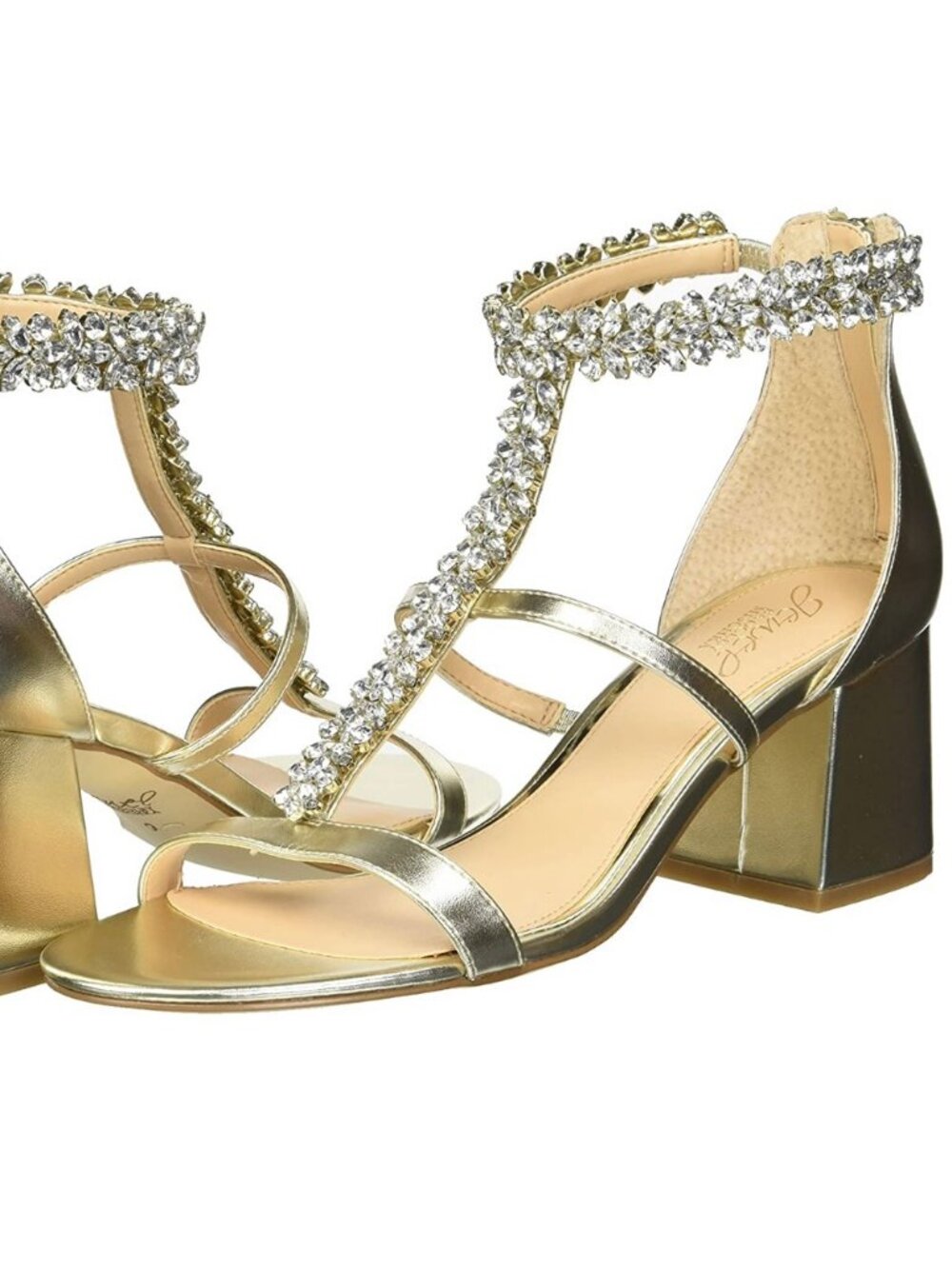 Jewel by Badgley Mischka Women's Janica Heeled Sandal, Gold, 9 M US